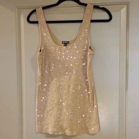 Express Tops - Nude sequin tank top